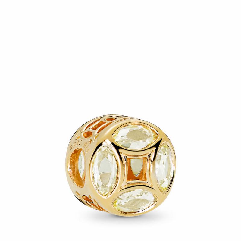 Pandora Shine™ Good Fortune Coin Charm Ireland - 18ct Gold Plated/Cubic Zirconia - 396120JDI